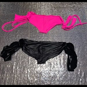 Bundle of 2- Ribbon side tie bottoms (Rave bikini)